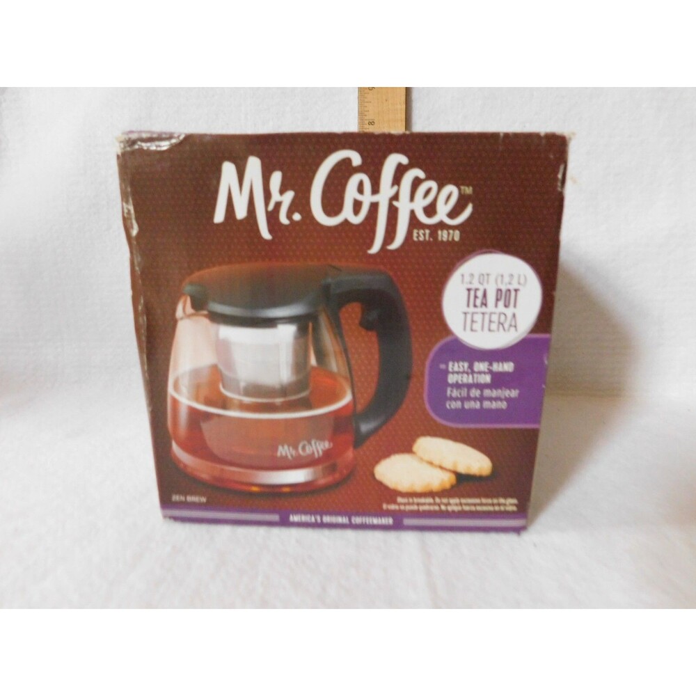 Mr. Coffee Tea Pot Glass Decanter Modern Design Brew Steep 1.2 Quart Zen Brew